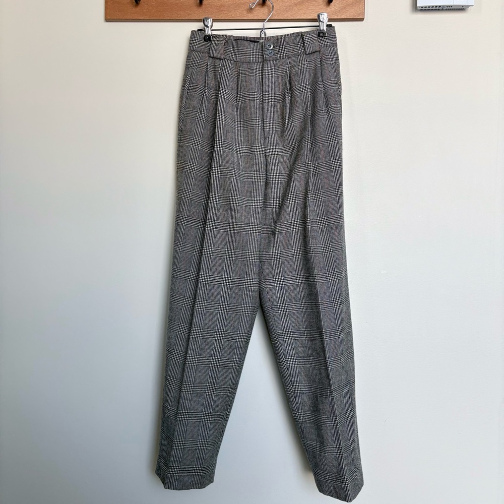 Vintage Wool Plaid High Rise Pleated Trousers Pants Fits Women’s Size 2/4